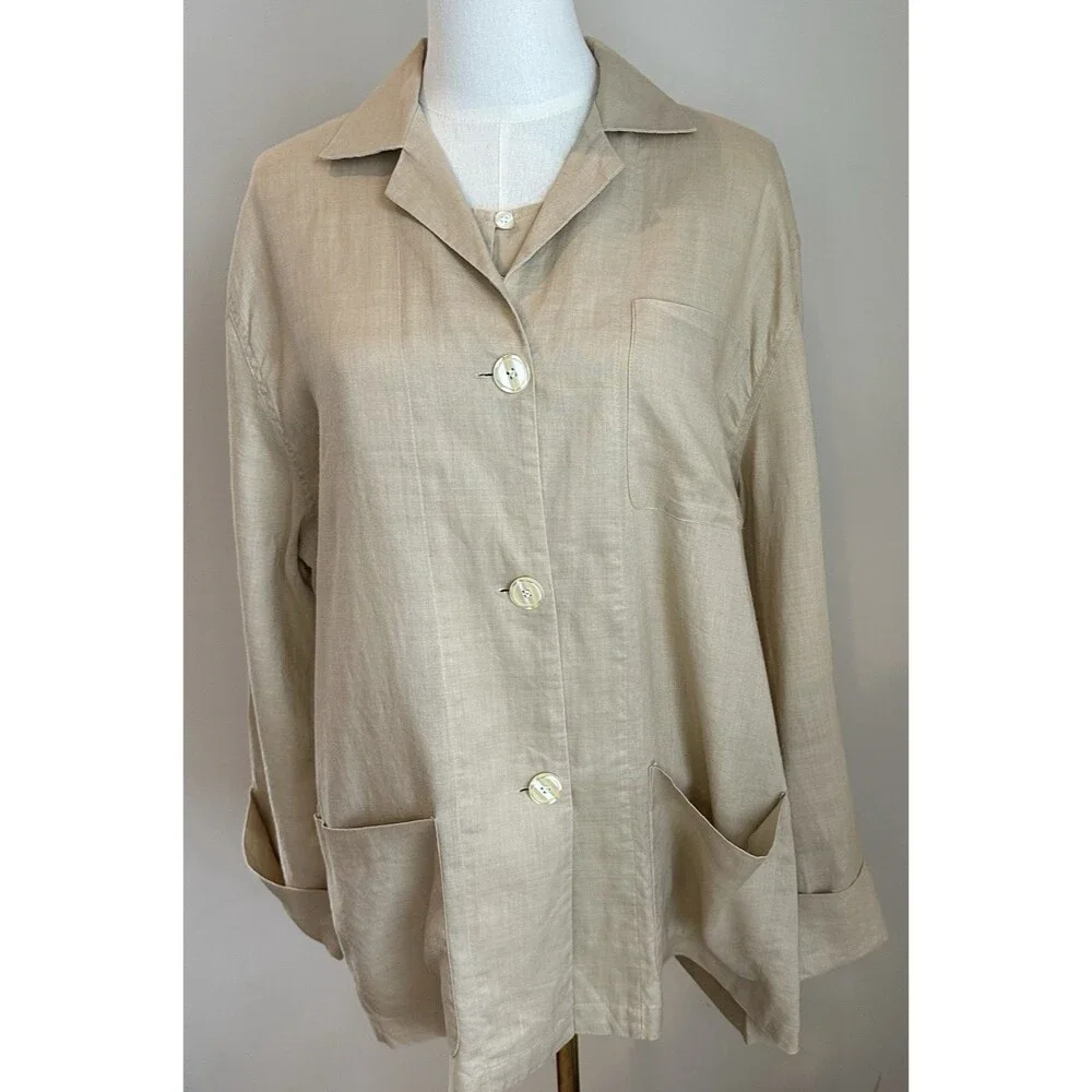 TOTO n KO for Bloomingdale’s Linen 2Pc Set Jacket & Top S/M Neutral Minimalist - Picture 8 of 16